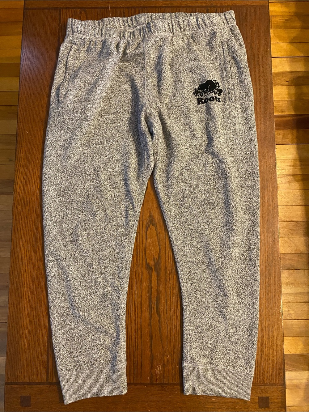 Roots Men's Heather Gray Sweatpants with Black Logo